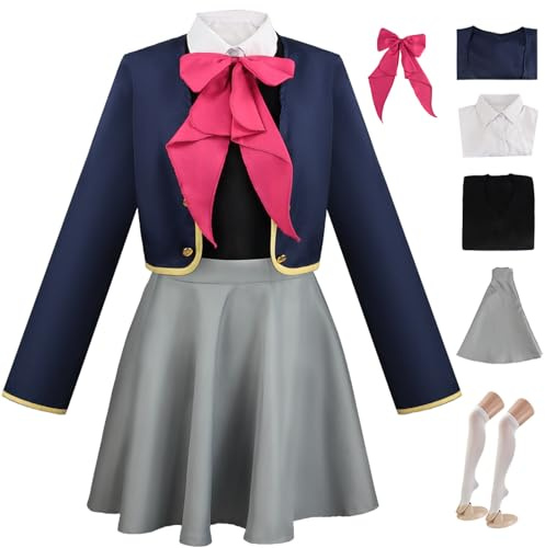 AYIMEIS Hoshino Ruby Cosplay Kostüm Komplettes Set mit Perücke Anime Oshi no Ko Cosplay Verkleidung Ruby Hoshino Uniform Weihnachten Halloween Karneval Party Bühnenauftritt Kostüm Erwachsene