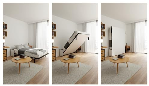 Wallbedking Klappbett Morphy Studio– Modulares multifunktionales SizeFlex- und TypeFlex-System, platzsparendes und erweiterbares Klappbett mit Sofa-Modulen (160x200, Vertical)