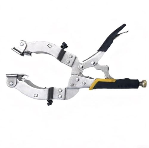 11-inch Locking C-Clamp for Pipe and Tube Alignment, 3.5-inch Max Opening, 4-Pad Vise Grip with Rubber Handle – Welding & Woodworking
