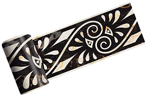 TRRYUIP Bordüre Selbstklebend 3D-Marmor, selbstklebend, griechisches Muster, Wand, Treppe, Bodenrand, Fliesenaufkleber, Küche, Badezimmer, Waschbecken, Fußleiste, Wandaufkleber, 5 m