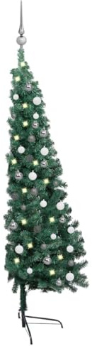 Lumanois Medio árbol de Navidad con Luces y Bolas Verde 150 cm,Casa y jardín,Decoración,Decoraciones estacionales,Arboles de Navidad,2.6kg-3077650