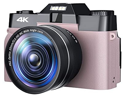 Caméra de vlogging, 48MP Vintage Appareil Photo Numérique Objectif Grand Angle Enregistreur Photographique 4K Compact Caméscope Blogger Vlogging Caméra Vidéo(No TF Card,with Wide 03)