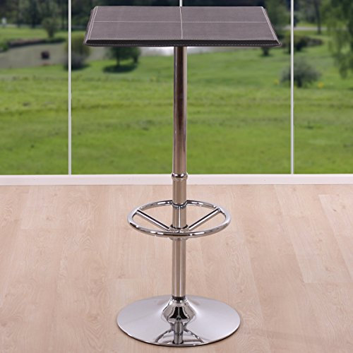 Mendler Bartisch Stehtisch Bistrotisch Chicago mit Fußablage, quadratisch 110x63x63cm MVG-Zertifiziert - schwarz