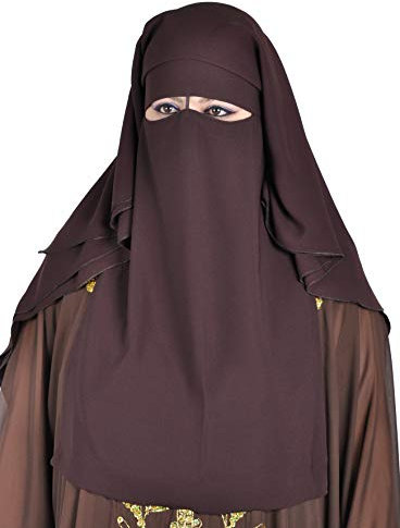Egypt Bazar Niqab dreilagig - Hijab Gesichtsschleier Burka Khimar Islamische Gebetskleidung (Dunkel-lila)