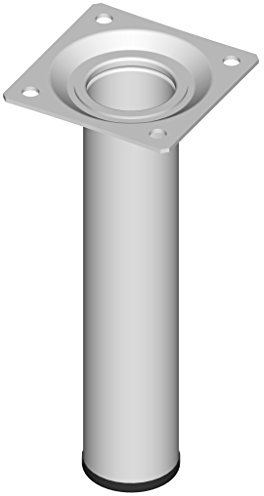 Element System 4 Stück Stahlrohrfüße rund, Tischbeine, Möbelfüße inklusive Anschraubplatte, Länge 15 cm, Durchmesser 30 mm, 4 Farben, 11 Abmessungen, weiß, 11100-00011