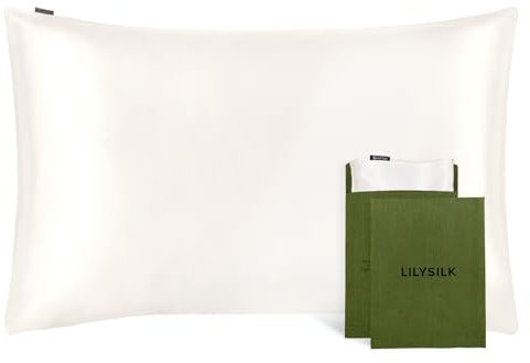LILYSILK 100% Mulberry Silk Pillowcase 19MM Both Side Silk Hypoallergenic Breathable Housewife Pillow Cover with Envelope Closure for Hair and Skin(Ivory,Standard 50x75cm)