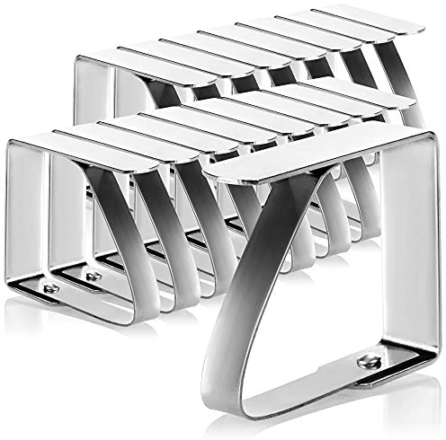 com-four® 16x Tischtuchklammern aus Edelstahl bis 3 cm Stärke - Outdoor Tuchhalter für die Tischdecke - Tischklammern für innen und außen - moderne Tischklemmen - wetterbeständige Metallspangen