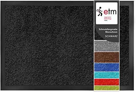 etm Dirt Trapper Door Mat Entrance Mat Monochrome (Black, 200 x 200 cm) Indoor & Outdoor Doormat, Washable Front Door Mat Non-Slip Backing Super Absorbent Floor Mat Entrance Rug Barrier Mat