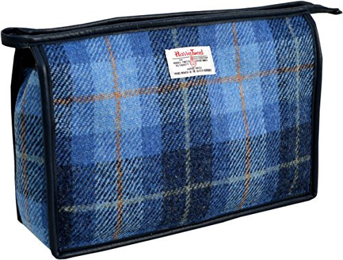 Vagabond Bags Harris Tweed Blue Check Large Holdall Bag Kulturtasche, 28 cm, Blau (Mid Blue)