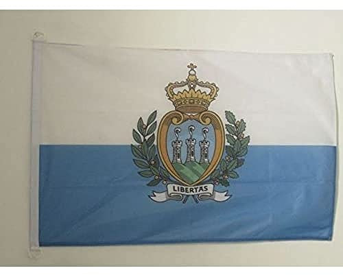 AZ FLAG - Drapeau Saint Marin - 45x30 cm - Pavillon Nautique Saint-Marinais Spécial Bateau Et Extérieur En Maille Bloquée Avec Anneaux Plastiques Intégrés - 30g