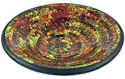 GURU SHOP Runde Mosaikschale, Untersetzer, Dekoschale, Handgearbeitete Keramik & Glas Obst Schale - Design 14, Mehrfarbig, Größe: Mittel (Ø 37 Cm), Schalen