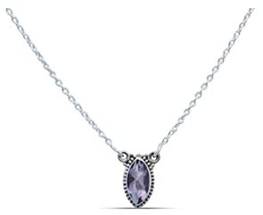 Kette 925 Silber Amethyst lila Stein Edelstein Collier Silber Damen Sterling Silber Halskette Geschenk (MCO-011-51)