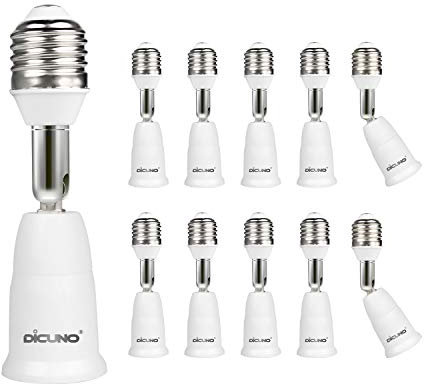 DiCUNO E27 Adaptateur de base 9.5CM Extension, E27 Prolongateur de douille de lampe standard, Rallonge des ampoule, Adaptateur de support de lampe, Paquet de 10