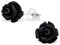Monkimau Mädchen Ohrringe Rose Ohrstecker aus 925 Sterling Silver echt Silber mit Synthetischer Rosenblüte (schwarz)