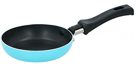 Anik-Shop MINI BRATPFANNE Ø12cm Antihaft Spiegeleipfanne Eierpfanne Blini Pfanne 6-Farben 4 (Hellblau)