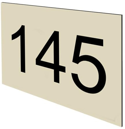 DECOHO - Numéro boîte aux Lettres Personnalisable Rectangle Beige Chiffres Noirs - Plastique 1,6 mm - 70x50 mm adhésif 3M Facile à p - Beige