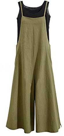 MINTLIMIT Women's Casual Jumpsuits Baggy Bib Pants Overalls Plus Size Wide Leg Rompers Loose Dungarees A#Green 2XL