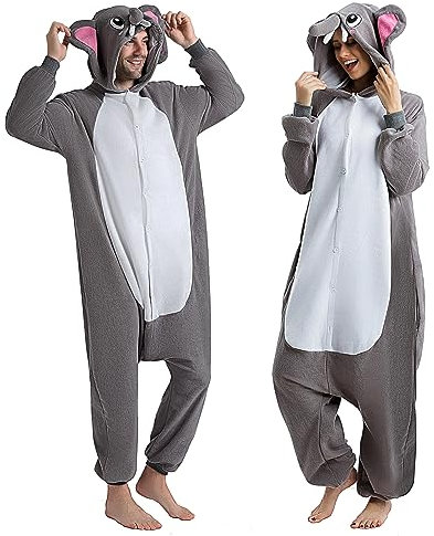 Spooktacular Creations Unisex Adult jumpsuit Plush jumpsuit Elephant Animal Costume (L)