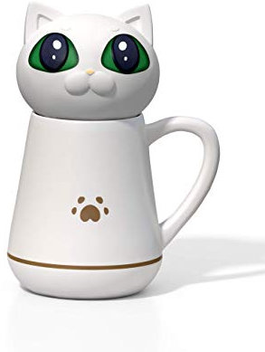 BZY1 Coffee Mug with Cute Soft Silicone Cat Lid Kneadable and Squeezable Creative Gifts Suitable for Office and Home Decompression Mug/Cup 350ML/12 OZ White