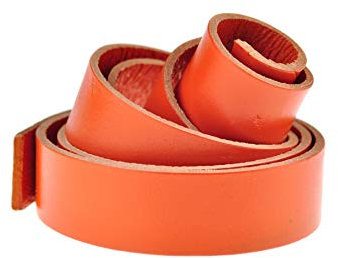 esnado Lederband, Lederriemen Flach. 1 Meter. Breite/Farbe: wählbar (Breite: 20 mm, Orange) | ECHTES Leder | pflanzlich gegerbt | Schmuck, Armbänder, Basteln, Dekorieren, DIY, Mittelalter