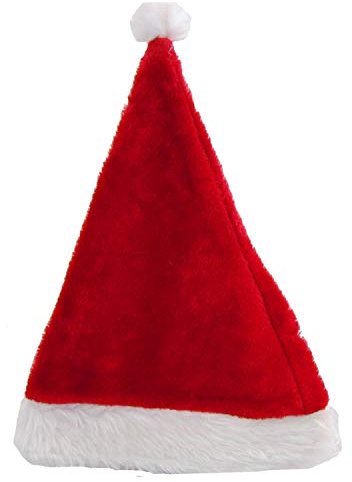 Stern Fabrik Große Nikolausmütze Weihnachtsmütze mit breitem weißen Rand und Bommel 40cm lang sehr flauschig Plüsch Rot