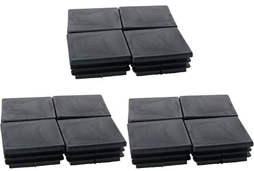 MroMax 45mmx45mm(1.77inch) Plastic Tubing Plug Square Post End Caps for Handrail Stair Newel Guardrail Tube Black 12Pcs