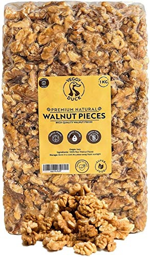 Veggy Duck - Italian Natural Raw Walnut Pieces (1Kg) | Made in Italy | Vegan & Keto Friendly | Shelled | Unsalted | GMO Free | Ideal as snacks or perfect for various recipes