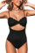 CUPSHE Women's One Piece Swimsuit Sexy Cutout Scallop Trim Bathing Suit Swimming Costume Black M