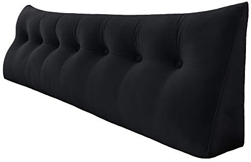 VERCART Keilkissen, Lesekissen, Rückenkissen, Sofakissen Groß für Schule Schulanfang, Rückenkissen, Wandkissen, Rückenlehne Lendenkissen, Smat Schwarz 200cm