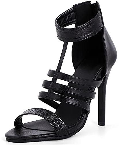 Vrupons Damen modische offene High-Heel-Sandalen Reißverschluss | 10cm Stilettoabsatz, PU Obermaterial Schlangenmuster, Rutschfeste Gummisohle, Atmungsaktiv, Sommer-Party