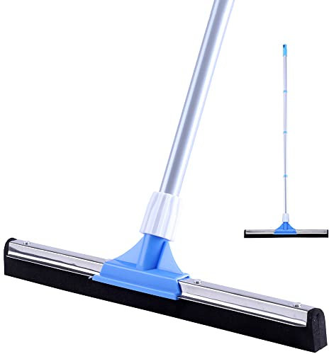YONILL Escobilla de Goma para Suelo de hormigón, Escoba de 50 Pulgadas con Mango Largo para Suelos de Azulejos, Limpiador de Agua de Espuma Resistente para Garaje, Ducha, Cocina, Ventanas, Vidrio,