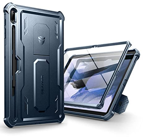 Dexnor Funda para Samsung Galaxy Tablet S7/8 Plus , [protector de pantalla integrado y soporte] con soporte para bolígrafo, resistente a prueba de golpes, color azul