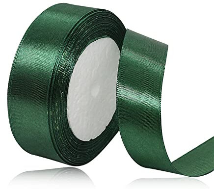 Nastro di Raso Verde Scuro 20mm, 22Metri Verde Scuro Nastro in Tessuto Nastro Satinato per Confezioni Regalo, Bomboniere, Artigianato, Fiocchi per Capelli, Bouquet da Sposa