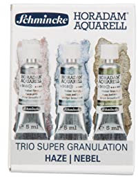 Schmincke – HORADAM® AQUARELL, Super Granulation Trio Nebel, 5 ml Tuben, 74 621 097, Kartonset, sehr stark granulierende Farbtöne, feinste, supergranulierende Aquarellfarben