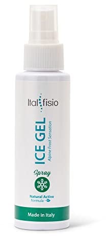 ITALFISIO Ice Gel Spray Refrescante Antiinflamatorio Fuerte - Efecto Frio para Dolores Musculares, Articulares y Esguinces - Alivio para Piernas y Pies Cansadas - Mejora el Drenaje de Líquidos 100ml