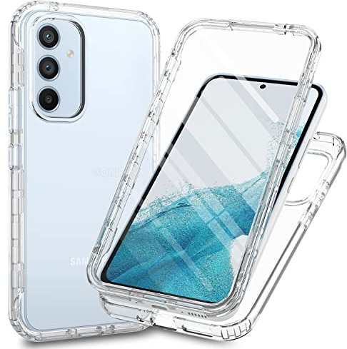 XINYEXIN Cover per Samsung Galaxy A34 5G, Custodia Trasparente Antiurto 360 Gradi, Protezione Schermo Integrata, TPU Bumper Full Body Case Cover per Samsung Galaxy A34 5G - Cristallo