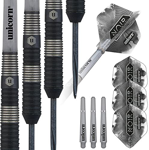 Unicorn Steeltip Darts Noir|Style 3|Dartpfeile mit Stahlspitze, Schwarz, 22 g