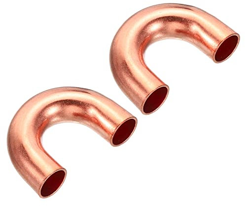 PATIKIL 5/16 AD 28x19mm 2Pack Winkelstück Kupfer Rohrfitting 180 Grad Biegeschweißen Schweißlöten Verbindung für HVAC Klimagerät Sanitärinstallation