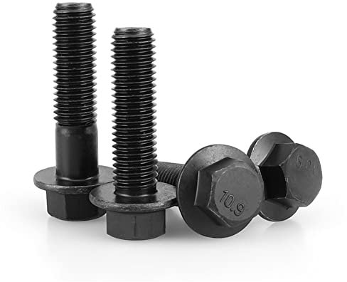 FEEIMOL Sechskantschrauben mit Flansch Schwarz Legierter Stahl Flansch Schrauben Teilgewinde M6x30mm (5 Stück)