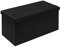 Bonlife Large Folding Balck Ottoman Storage Box with Lid,Linen Footrest Stool Bedroom Bench Seats,Toy Box Chest Living Room Furniture 76x38x38cm