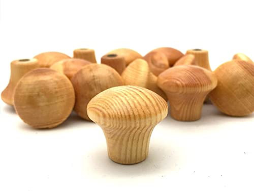 SHAKER KNOBS 30mm pine fluted wood cupboard door cabinet drawer knob (PACK of 6)