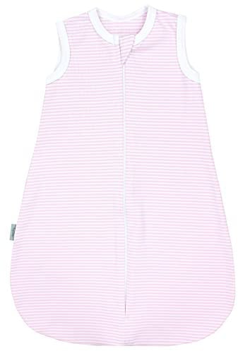 TupTam Sommerschlafsack Baby – Leichter Schlafsack Baby Sommer 0.5 TOG aus Baumwolle, OEKO-TEX zertifiziert, Unisex, Farbe: Streifenmuster Rosa, Größe: 50-56