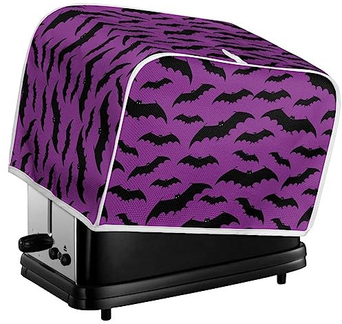 Kuiaobaty Copri tostapane con stampa di pipistrelli di Halloween, copertura protettiva per macchina del pane, decorazione viola per la cucina delle vacanze