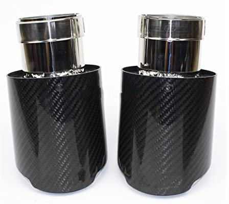 AOOSIR Endrohr Endrohrblende Universal Car Styling Auspuffanlage Kohlefaser Glänzend Endrohr Schwarz Edelstahl Auspuff Endrohr 1St (Größe : 57mm Out 76mm)