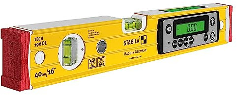 STABILA Livella elettronica TECH 196 DL – livella digitale impermeabile e antipolvere secondo IP 67, 2 display digitali, senza calibrazione con custodia, 40 cm
