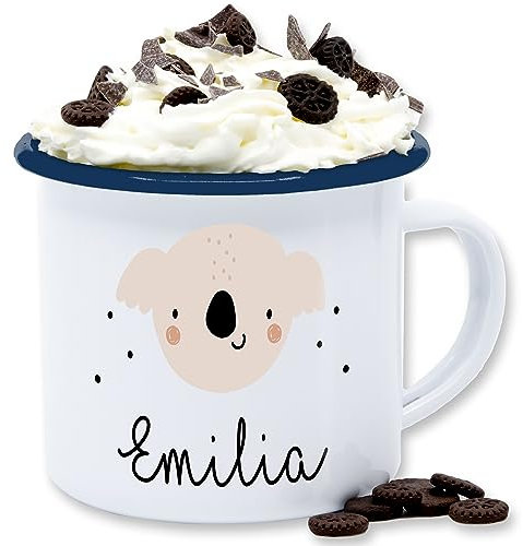 Emaille Tasse Blechtasse - Süßer Koalabär Koala Koalas - 300 ml - Weiß Blau - geschenke