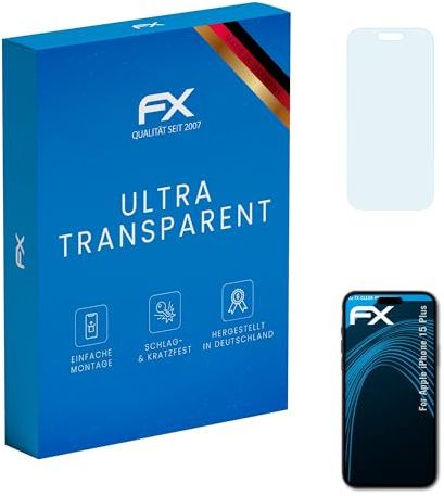 atFoliX Schutzfolie kompatibel mit Apple iPhone 15 Plus Folie, ultraklare FX Displayschutzfolie (3X)