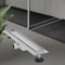 LuxeBath Duschrinne 50 cm 2in1, befliesbar, extra flach, Edelstahl, Silber, Doppelseitige Bodenablauf, Komplettset Bodenbefestigung, Duschablauf, Siphon mit Geruchsstop, Haarsieb, Ablaufrinne Dusche