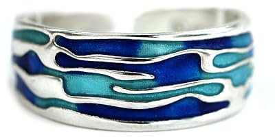Meeres Ring. Sterling Wellen und türkis blaue Emaille