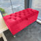 SK LUXURY LIVING Ottoman Storage Box - Engineered Wood Fabric Buttons Luxurious Plush Velvet Ottoman Storage Bench, Perfectly Designed Ottoman for Bedroom Storage (Red Plush, Legs)